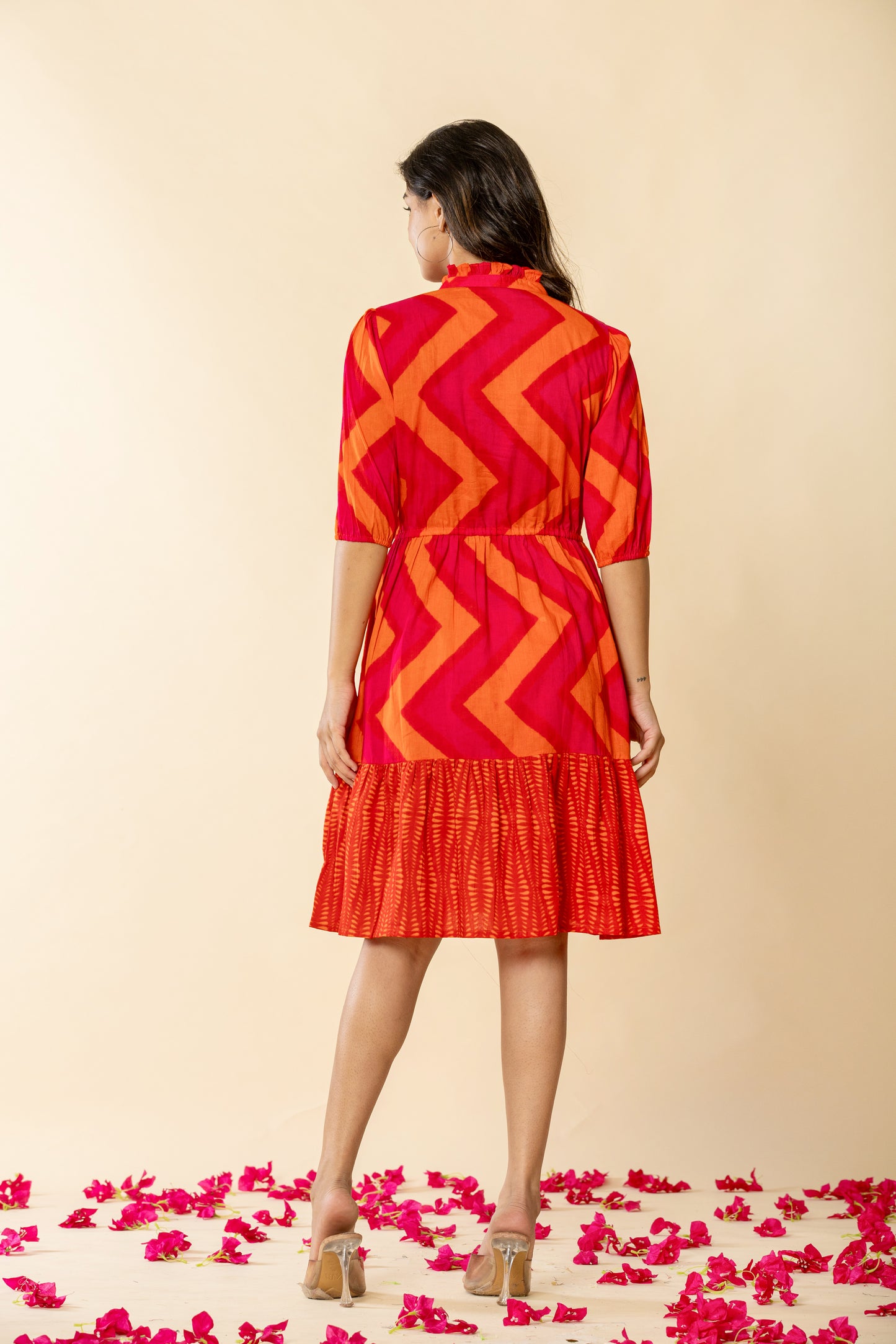 Floral cotton printed short dress