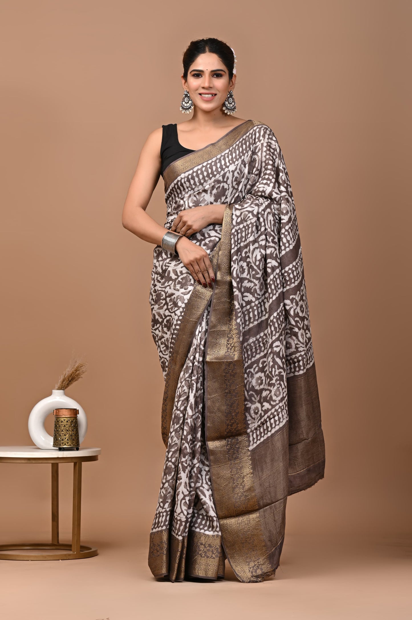 WHITE BROWN AURORA SAREE