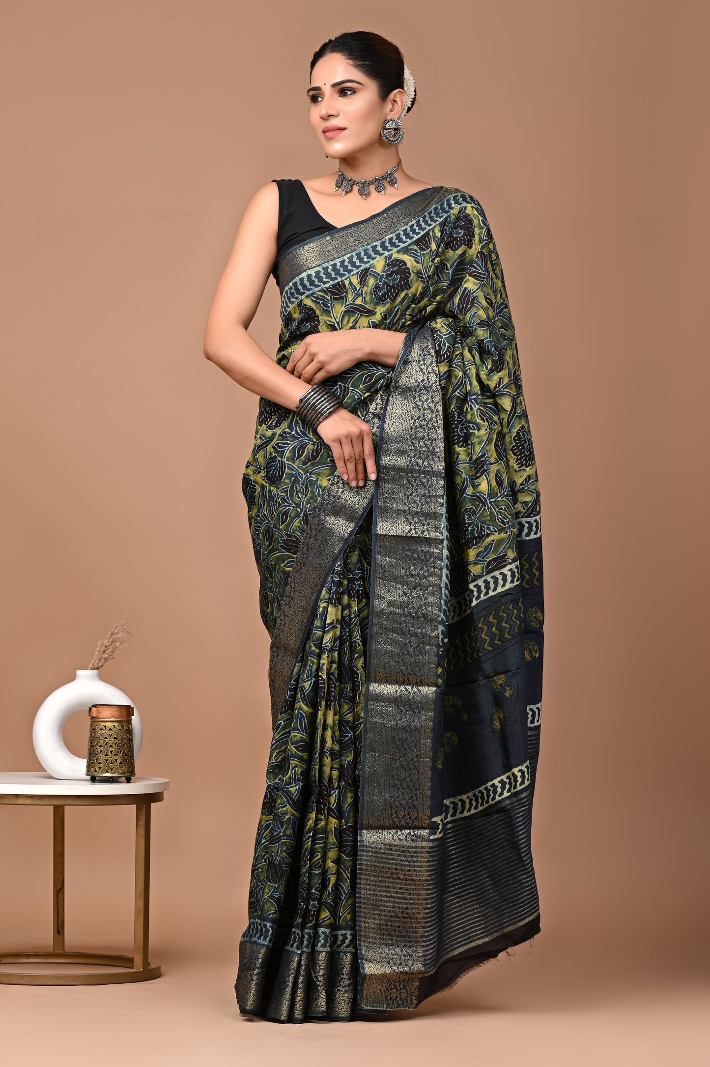 EVELINA GREY GREEN SAREE