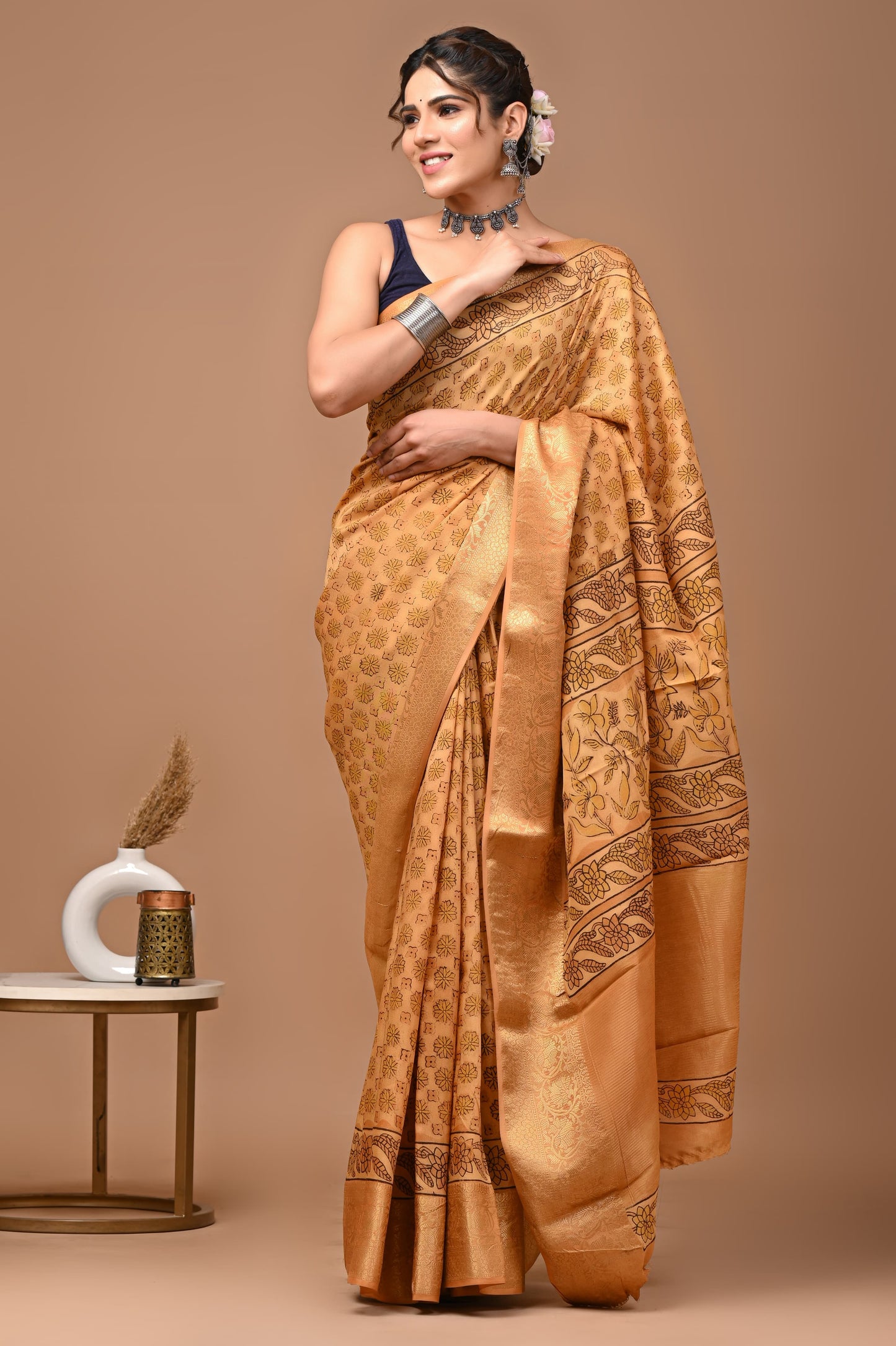 ALORA BEIGE BROWN SAREE