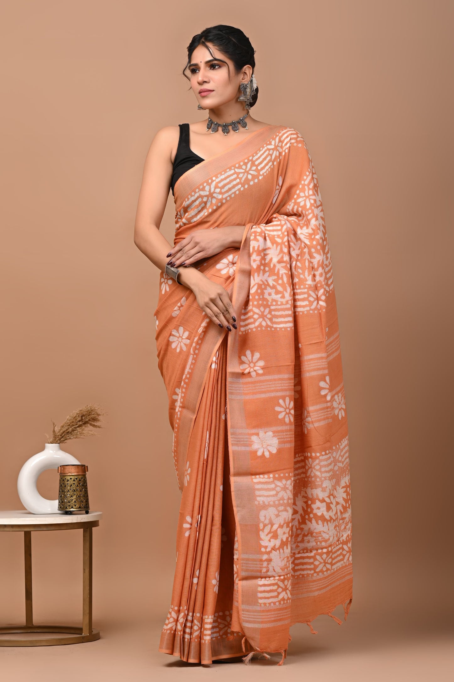 PRINCTON ORANGE SAREE