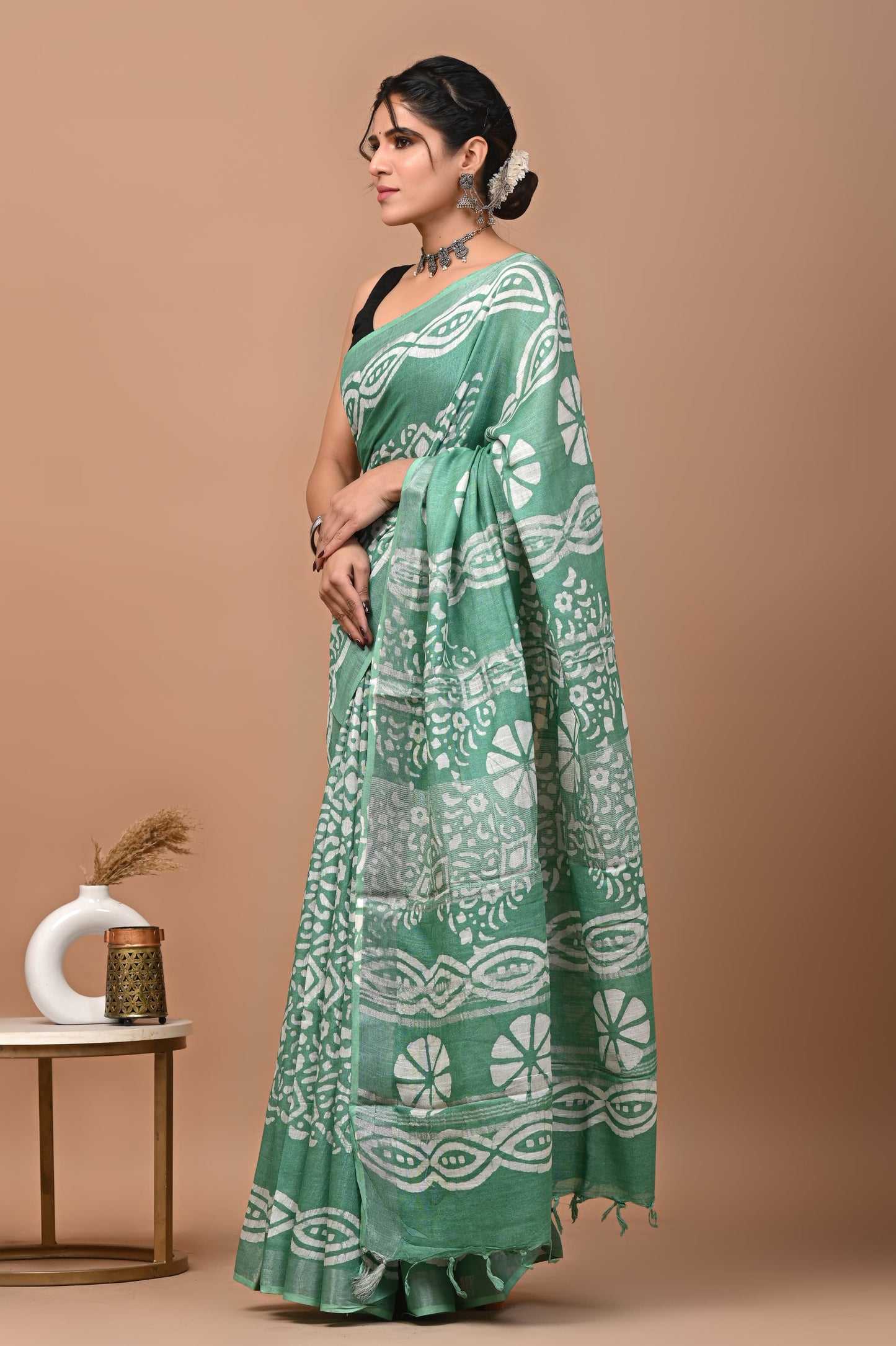 TURQUOISE GREEN SAREE