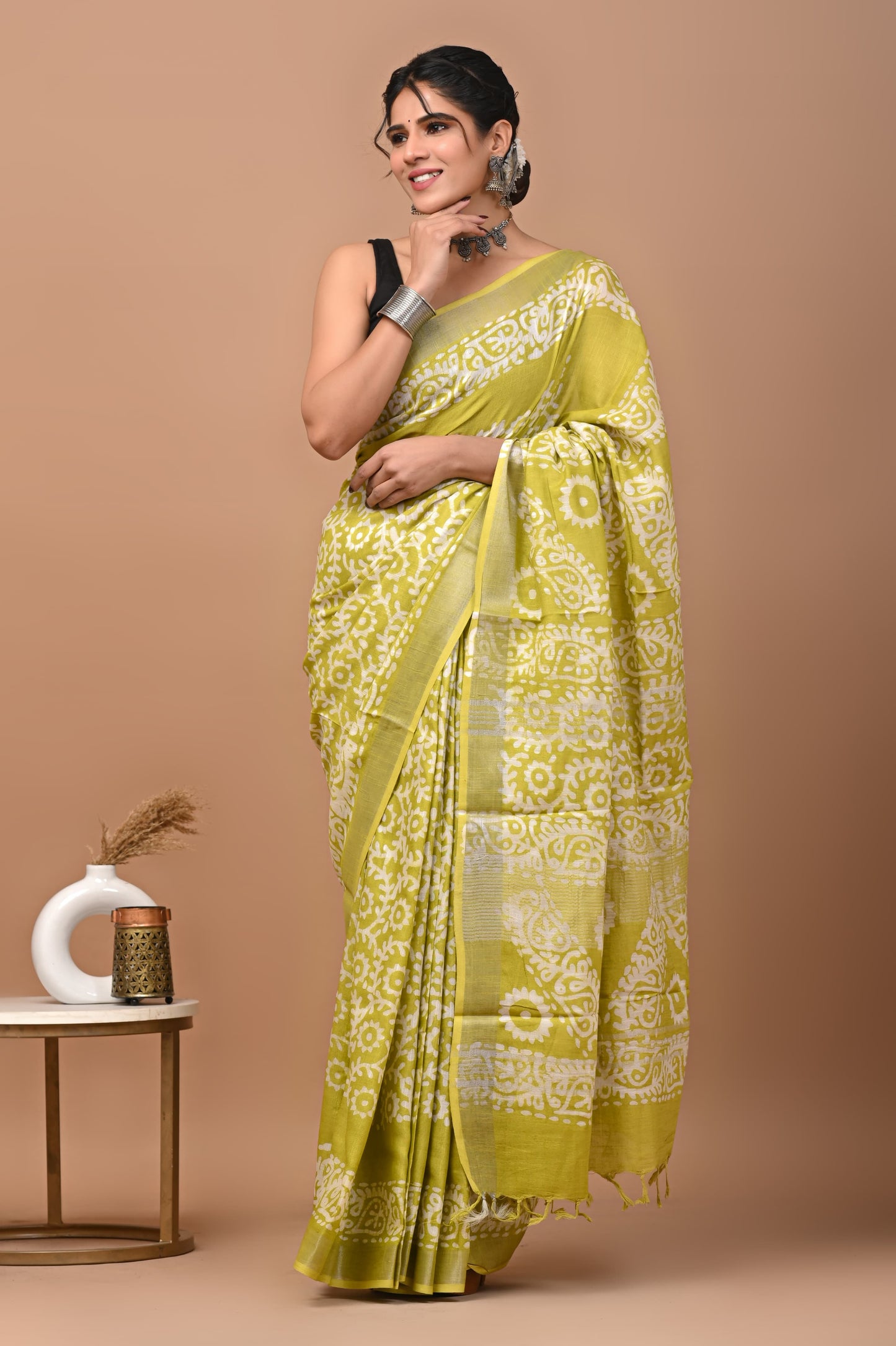 LIME YELLOW SAREE