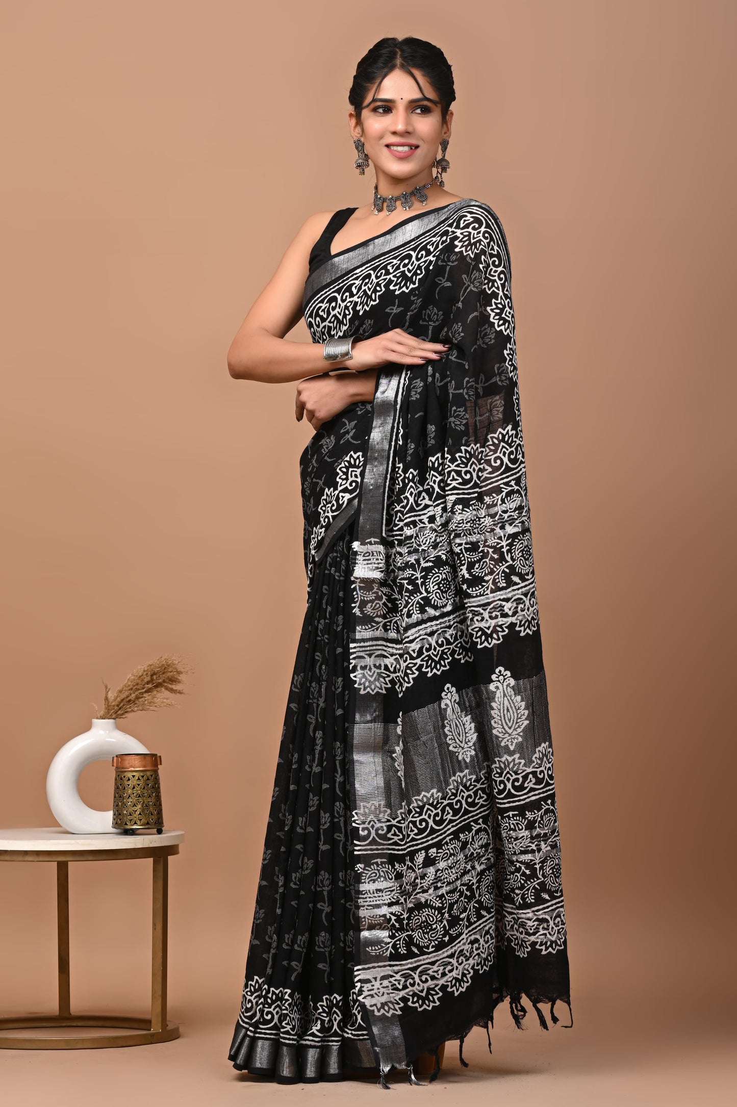BLACK BEAUTY BUTA PRINT SAREE