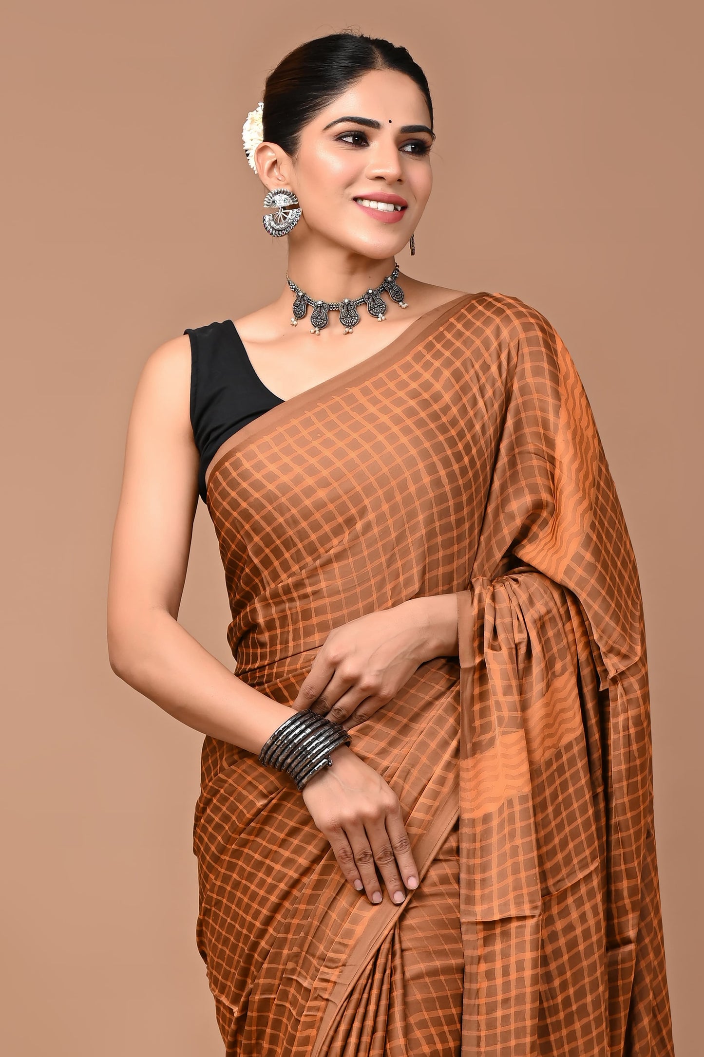 CARAMEL BROWN SAREE1
