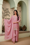 Lavender Premium Chinon Kurta Sharara Set
