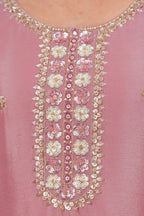 Lavender Premium Chinon Kurta Sharara Set