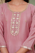Lavender Premium Chinon Kurta Sharara Set