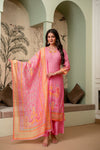Light Pink Premium Mul Chanderi Kurta Pant Set