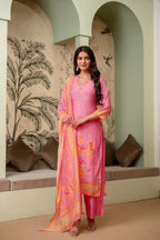 Light Pink Premium Mul Chanderi Kurta Pant Set