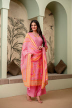Light Pink Premium Mul Chanderi Kurta Pant Set