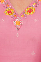 Light Pink Premium Mul Chanderi Kurta Pant Set