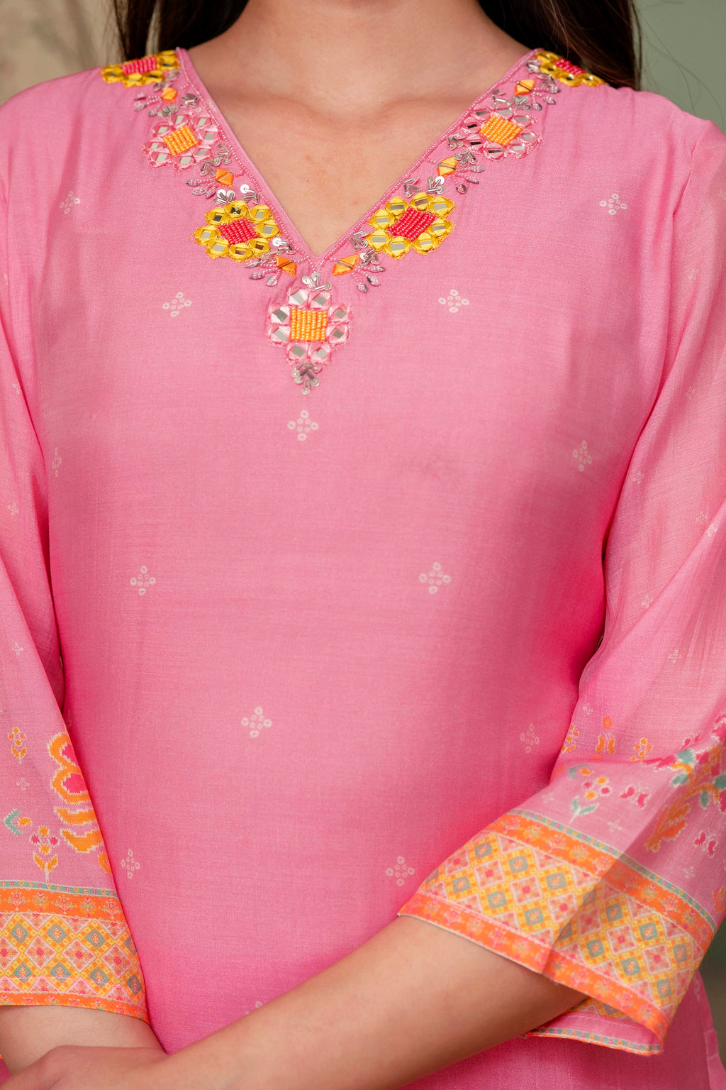 Light Pink Premium Mul Chanderi Kurta Pant Set