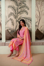 Light Pink Premium Mul Chanderi Kurta Pant Set