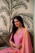 Light Pink Premium Mul Chanderi Kurta Pant Set