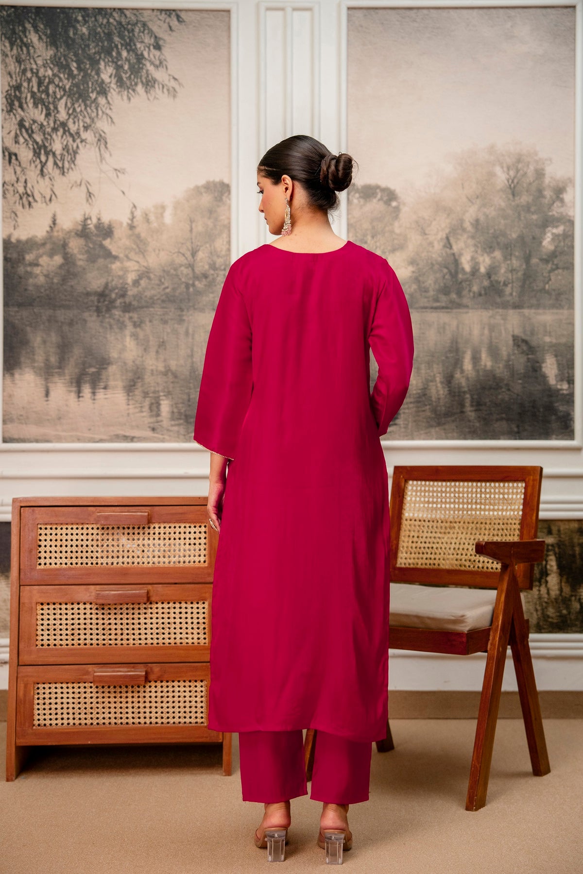Rani Premium Tissue Simmar Kurta Pant Set