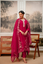 Rani Premium Tissue Simmar Kurta Pant Set
