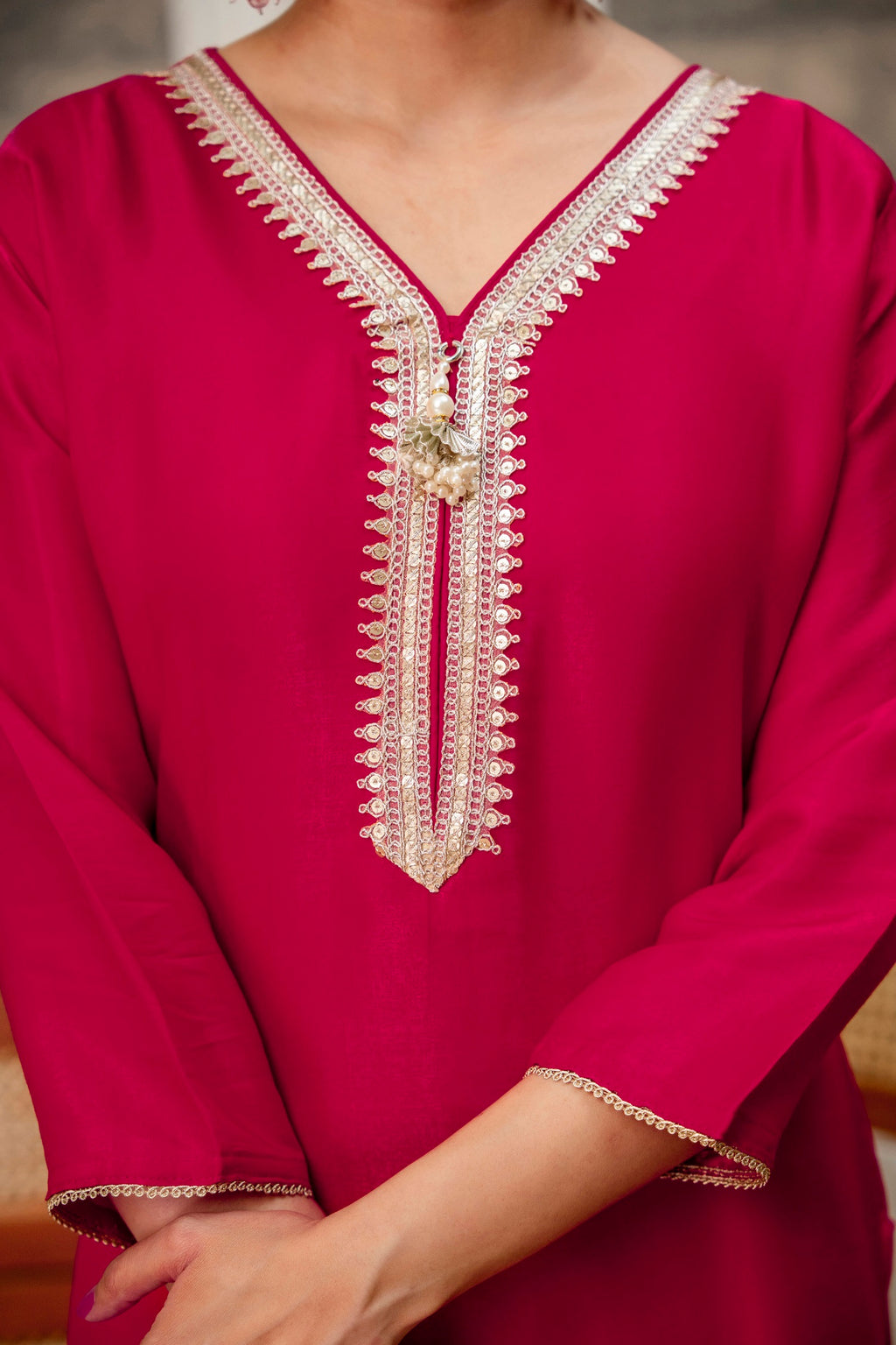 Rani Premium Tissue Simmar Kurta Pant Set