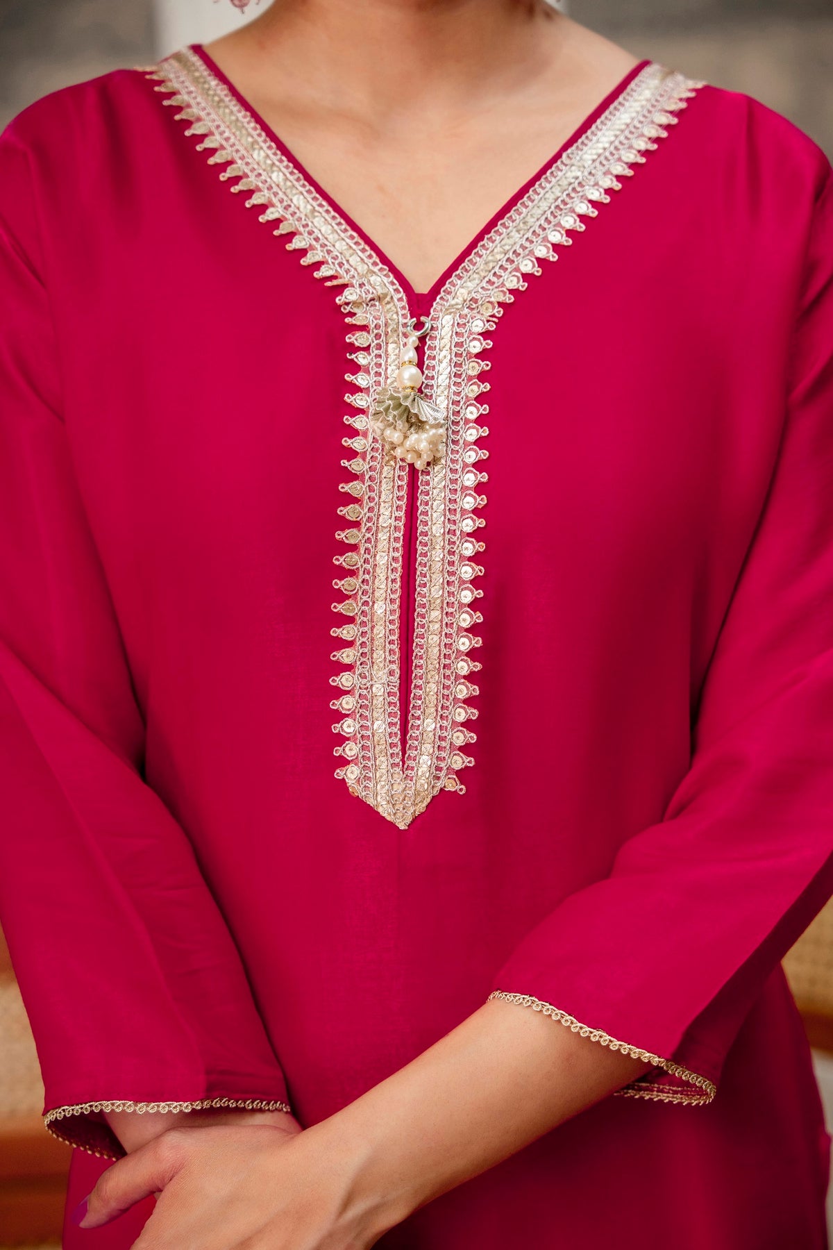 Rani Premium Tissue Simmar Kurta Pant Set