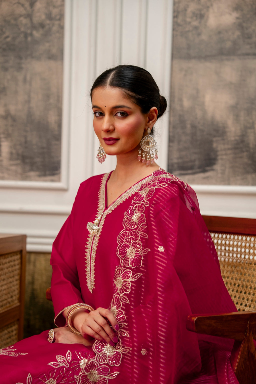 Rani Premium Tissue Simmar Kurta Pant Set
