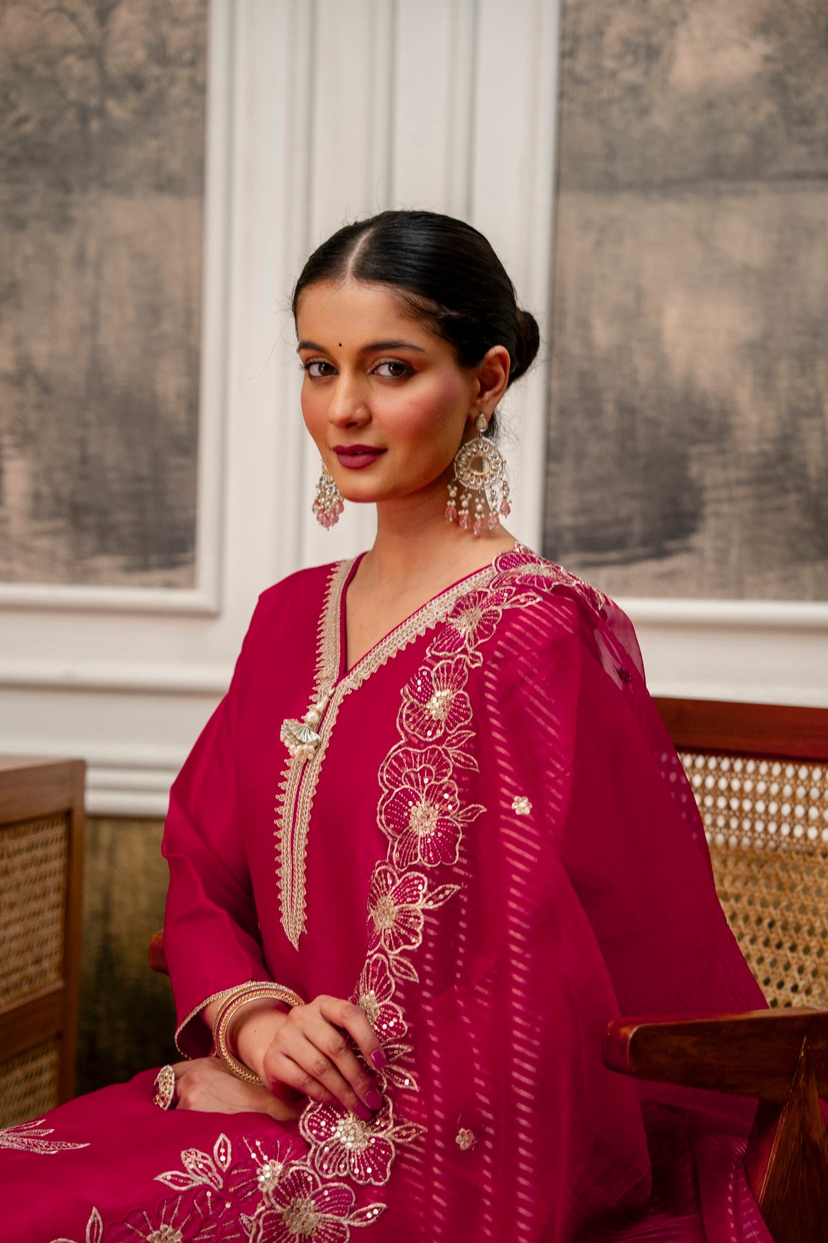 Rani Premium Tissue Simmar Kurta Pant Set