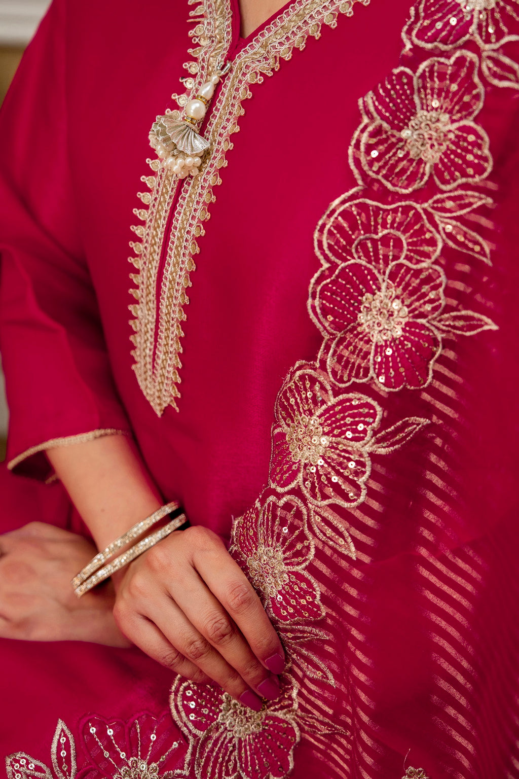 Rani Premium Tissue Simmar Kurta Pant Set