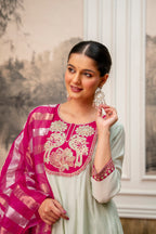 Soft Mint Premium Mul Chanderi Kurta Pant Set