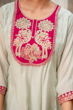 Soft Mint Premium Mul Chanderi Kurta Pant Set