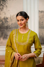 Goldenrod Premium Tissue Simar Kurta Pant Set