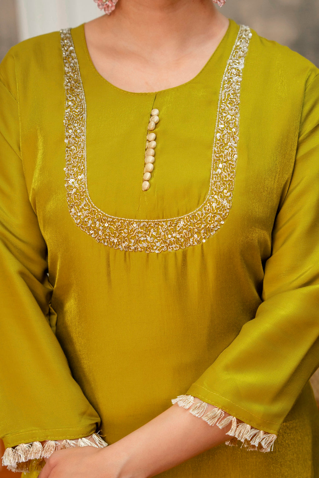 Goldenrod Premium Tissue Simar Kurta Pant Set