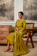 Goldenrod Premium Tissue Simar Kurta Pant Set
