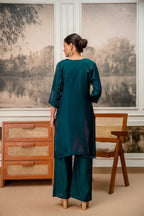 Dark Rama Green Tissue Simar Kurta Pant Set