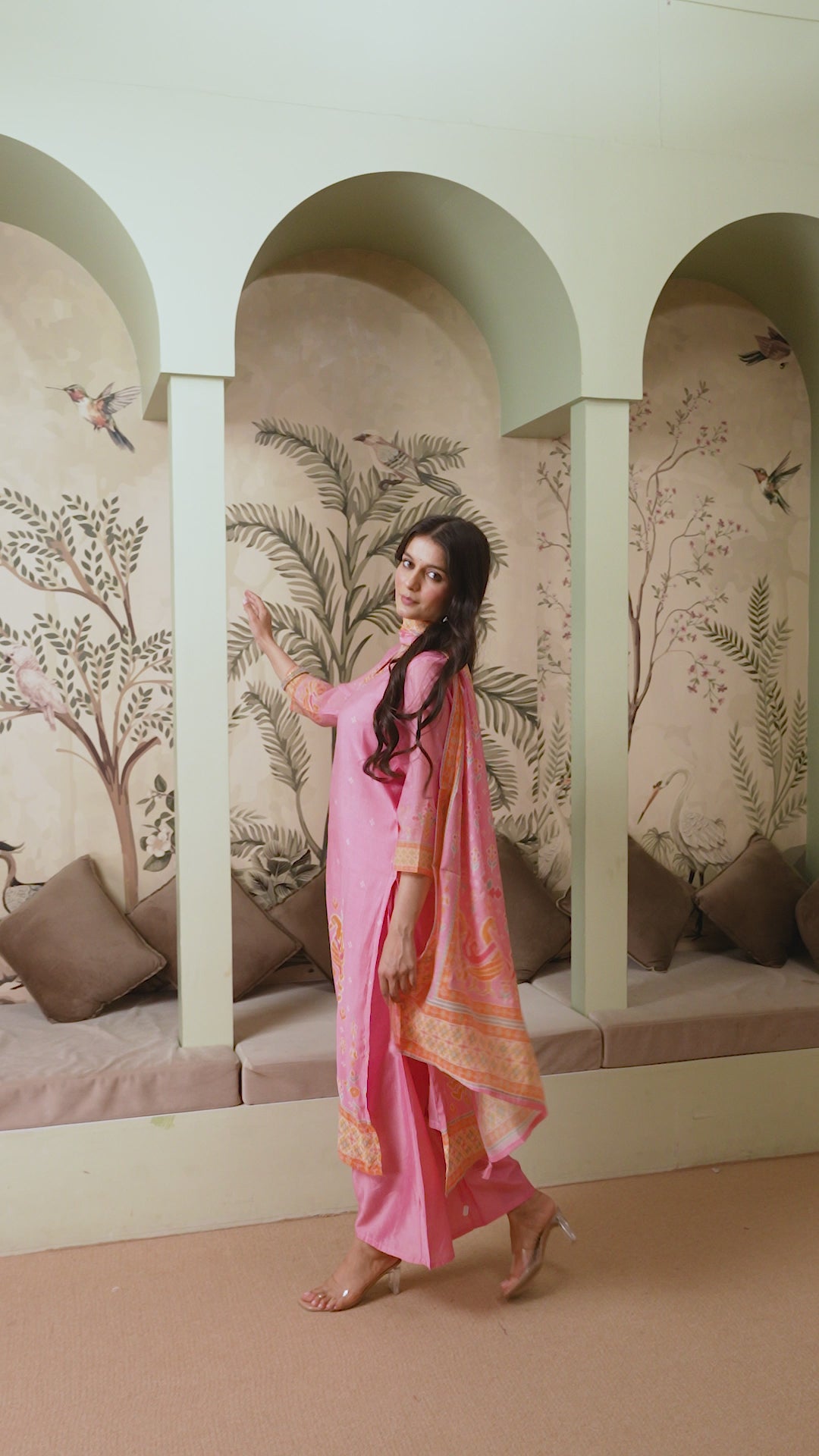 Light Pink Premium Mul Chanderi Kurta Pant Set