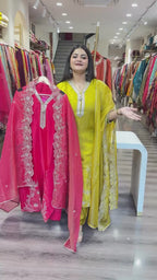 Rani Premium Tissue Simmar Kurta Pant Set