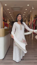 Lavender Premium Chinon Kurta Sharara Set